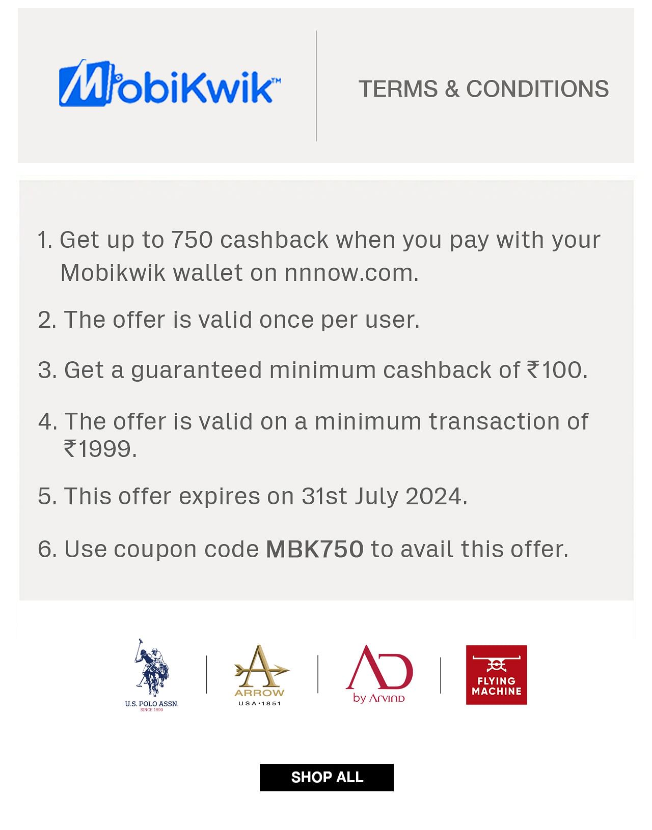 NNNOW Sale mobikwik offer terms conditions Shop Online at Lowest Price in India